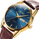 OLEVS 6898 Men Fashion Waterproof Dual Calendar Quartz Watch(Brown Blue)