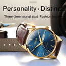 OLEVS 6898 Men Fashion Waterproof Dual Calendar Quartz Watch(Brown Blue)