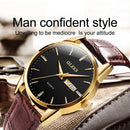 OLEVS 6898 Men Fashion Waterproof Dual Calendar Quartz Watch(Brown Blue)