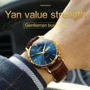 OLEVS 6898 Men Fashion Waterproof Dual Calendar Quartz Watch(Brown Blue)