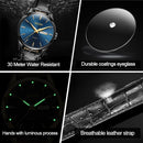 OLEVS 6898 Men Fashion Waterproof Dual Calendar Quartz Watch(Black Blue)