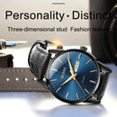 OLEVS 6898 Men Fashion Waterproof Dual Calendar Quartz Watch(Black Blue)