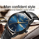 OLEVS 6898 Men Fashion Waterproof Dual Calendar Quartz Watch(Black Blue)