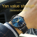 OLEVS 6898 Men Fashion Waterproof Dual Calendar Quartz Watch(Black Blue)