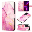 For Motorola Moto G22 PT003 Marble Pattern Flip Leather Phone Case(Pink Purple Gold LS001)