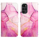 For Motorola Moto G22 PT003 Marble Pattern Flip Leather Phone Case(Pink Purple Gold LS001)