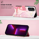 For Motorola Moto G22 PT003 Marble Pattern Flip Leather Phone Case(Rose Gold LS005)