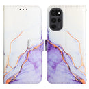 For Motorola Moto G22 PT003 Marble Pattern Flip Leather Phone Case(White Purple LS006)