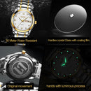 OLEVS 8691 Men Business Luminous Dual Calendar Design Waterproof Quartz Watch(Silver Gold White)