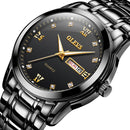 OLEVS 8691 Men Business Luminous Dual Calendar Design Waterproof Quartz Watch(Black)