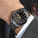 OLEVS 8691 Men Business Luminous Dual Calendar Design Waterproof Quartz Watch(Black)
