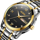 OLEVS 8691 Men Business Luminous Dual Calendar Design Waterproof Quartz Watch(Silver Gold Black)