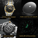 OLEVS 8691 Men Business Luminous Dual Calendar Design Waterproof Quartz Watch(Silver Gold Black)