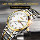 OLEVS 8691 Men Business Luminous Dual Calendar Design Waterproof Quartz Watch(Silver Gold Black)