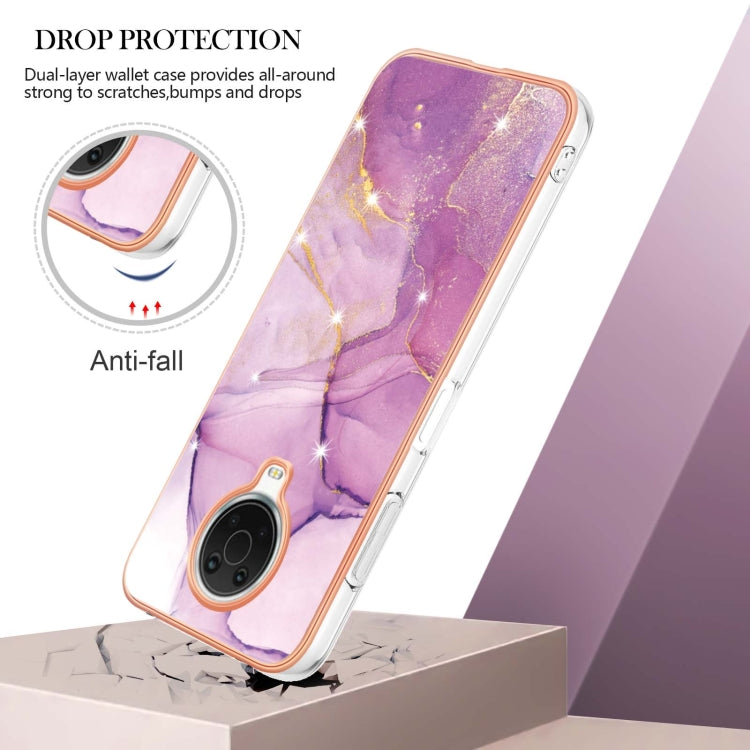 For Nokia G20 / G10 Electroplating Marble Pattern Dual-side IMD TPU Phone Case(Purple 001)