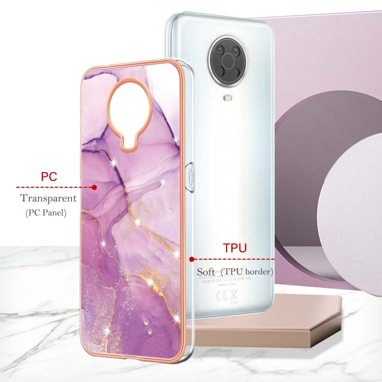 For Nokia G20 / G10 Electroplating Marble Pattern Dual-side IMD TPU Phone Case(Purple 001)