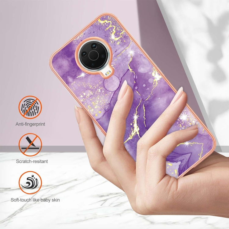 For Nokia G20 / G10 Electroplating Marble Pattern Dual-side IMD TPU Phone Case(Purple 002)
