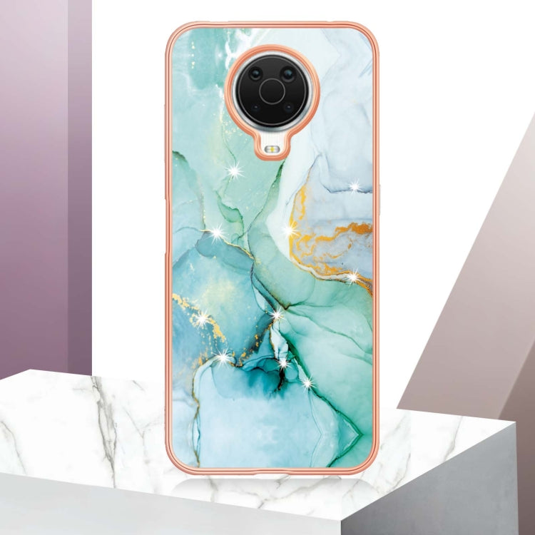 For Nokia G20 / G10 Electroplating Marble Pattern Dual-side IMD TPU Phone Case(Green 003)