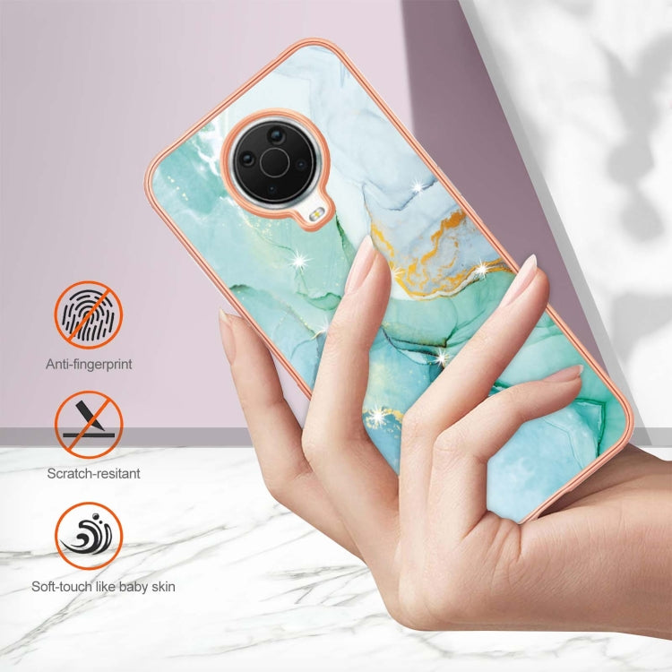 For Nokia G20 / G10 Electroplating Marble Pattern Dual-side IMD TPU Phone Case(Green 003)