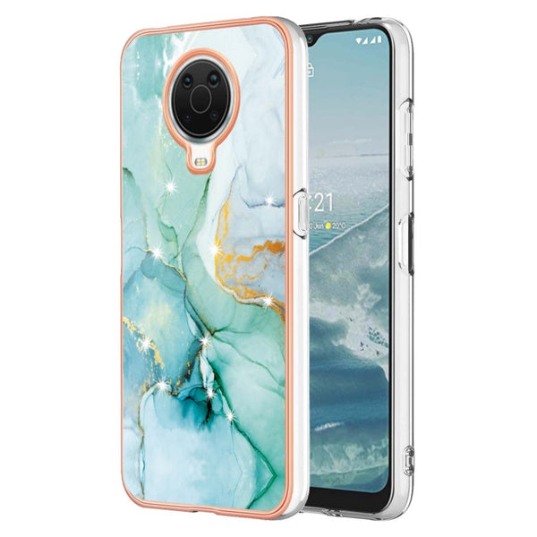 For Nokia G20 / G10 Electroplating Marble Pattern Dual-side IMD TPU Phone Case(Green 003)