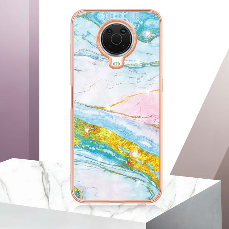 For Nokia G20 / G10 Electroplating Marble Pattern Dual-side IMD TPU Phone Case(Green 004)