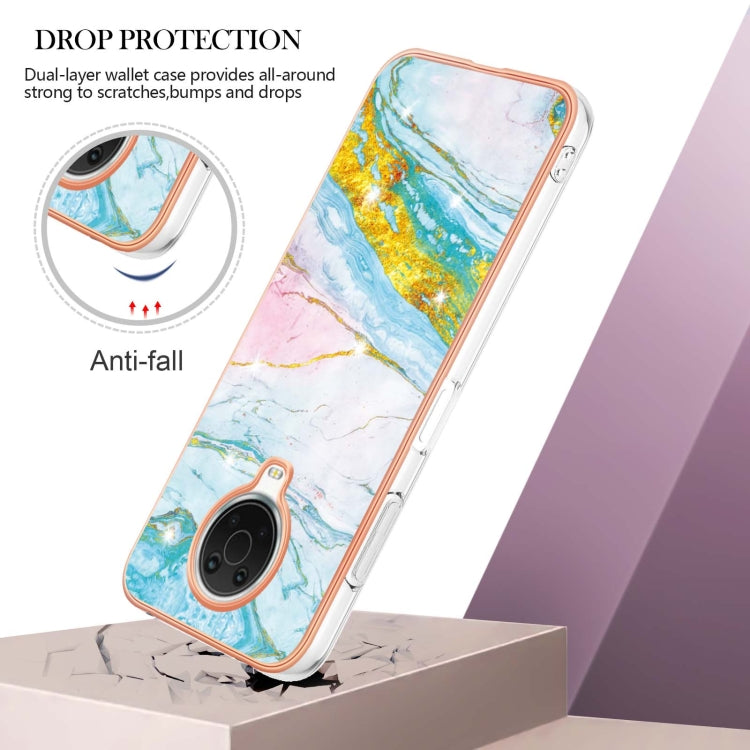 For Nokia G20 / G10 Electroplating Marble Pattern Dual-side IMD TPU Phone Case(Green 004)