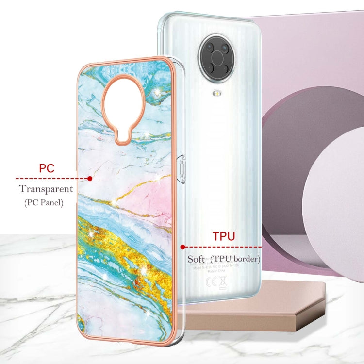 For Nokia G20 / G10 Electroplating Marble Pattern Dual-side IMD TPU Phone Case(Green 004)