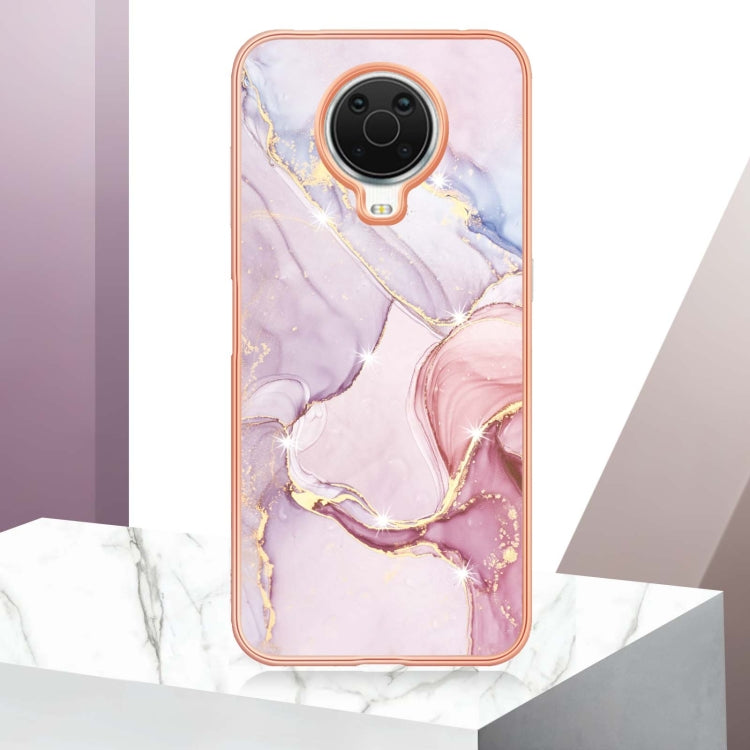 For Nokia G20 / G10 Electroplating Marble Pattern Dual-side IMD TPU Phone Case(Rose Gold 005)