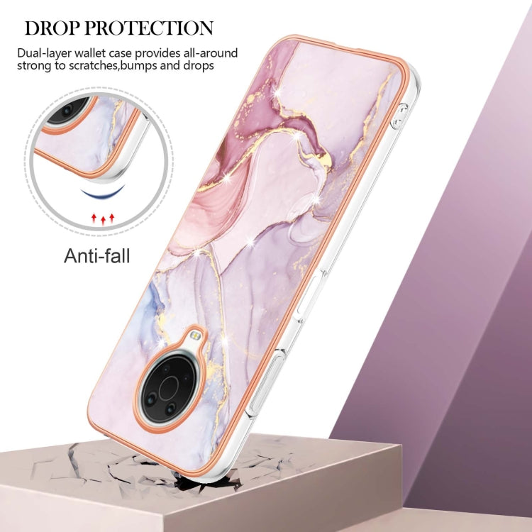 For Nokia G20 / G10 Electroplating Marble Pattern Dual-side IMD TPU Phone Case(Rose Gold 005)