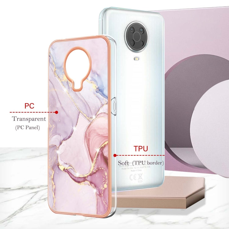 For Nokia G20 / G10 Electroplating Marble Pattern Dual-side IMD TPU Phone Case(Rose Gold 005)