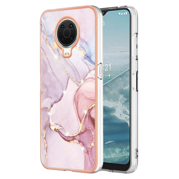 For Nokia G20 / G10 Electroplating Marble Pattern Dual-side IMD TPU Phone Case(Rose Gold 005)