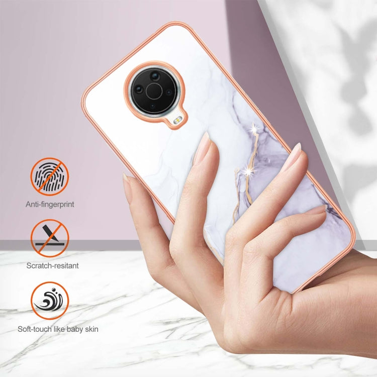 For Nokia G20 / G10 Electroplating Marble Pattern Dual-side IMD TPU Phone Case(White 006)