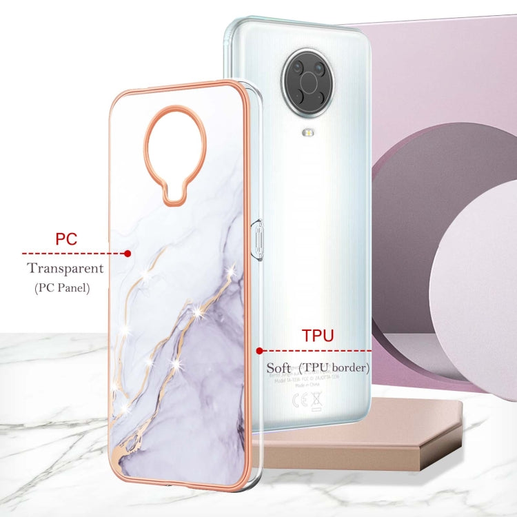For Nokia G20 / G10 Electroplating Marble Pattern Dual-side IMD TPU Phone Case(White 006)