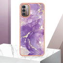For Nokia G21 / G11 Electroplating Marble Pattern Dual-side IMD TPU Phone Case(Purple 002)