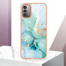 For Nokia G21 / G11 Electroplating Marble Pattern Dual-side IMD TPU Phone Case(Green 003)