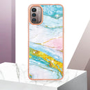 For Nokia G21 / G11 Electroplating Marble Pattern Dual-side IMD TPU Phone Case(Green 004)