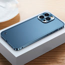 Metal Frame Frosted Case For iPhone 12 Pro Max(Blue)
