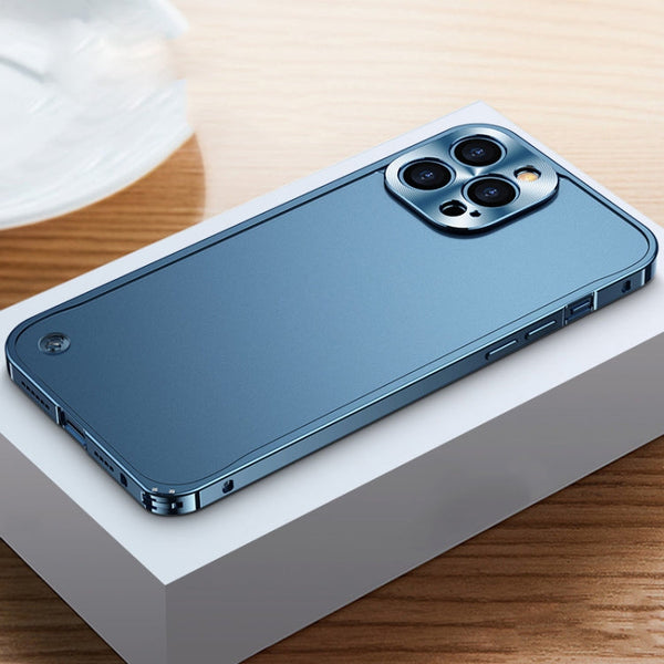 Metal Frame Frosted Case For iPhone 12 Pro Max(Blue)