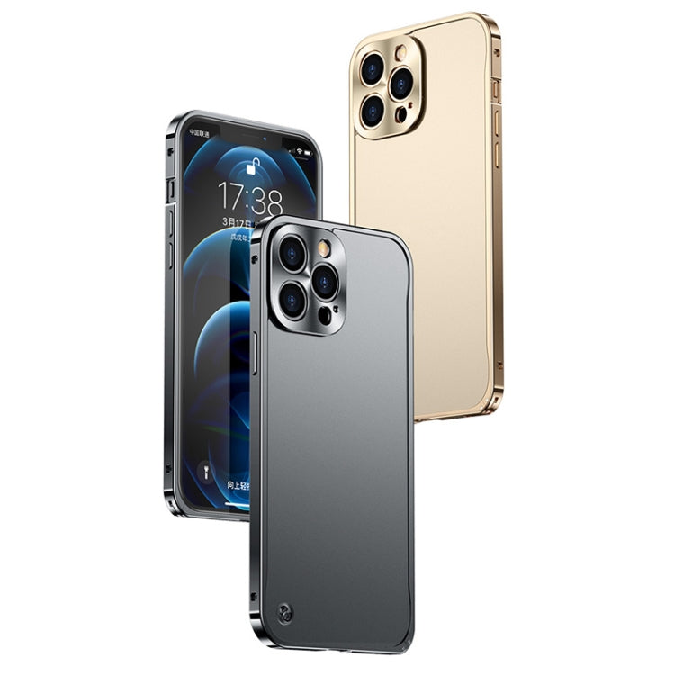 Metal Frame Frosted Case For iPhone 12 Pro Max(Blue)