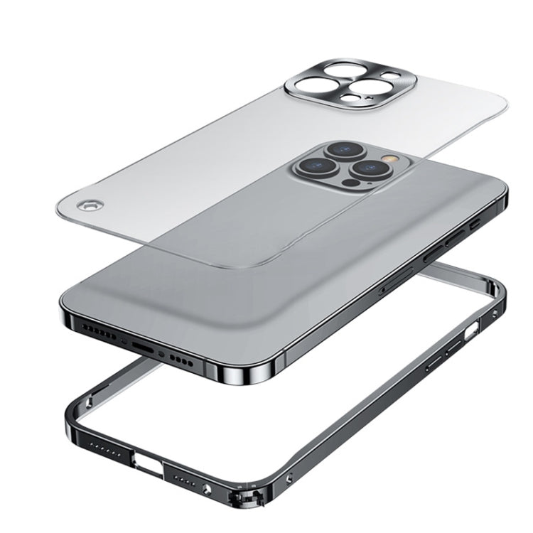 Metal Frame Frosted Case For iPhone 13 Pro Max(Silver)