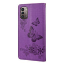 For Nokia G21 Butterfly Embossed Horizontal Flip Leather Phone Case(Purple)