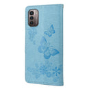 For Nokia G21 Butterfly Embossed Horizontal Flip Leather Phone Case(Blue)