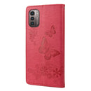 For Nokia G21 Butterfly Embossed Horizontal Flip Leather Phone Case(Red)