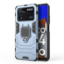 For Xiaomi Poco M4 Pro 4G Shockproof PC + TPU Protective Phone Case with Magnetic Ring Holder(Navy Blue)