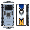 For Xiaomi Poco M4 Pro 4G Shockproof PC + TPU Protective Phone Case with Magnetic Ring Holder(Navy Blue)