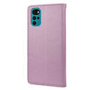 For Motorola Moto G22 Butterfly Flower Pattern Leather Phone Case(Light Purple)