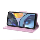 For Motorola Moto G22 Butterfly Flower Pattern Leather Phone Case(Light Purple)