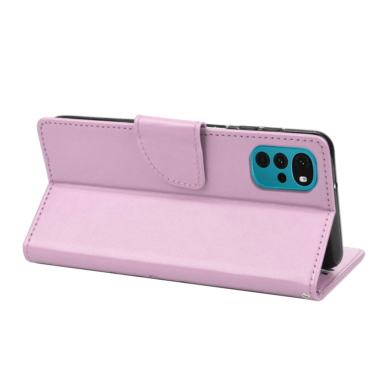 For Motorola Moto G22 Butterfly Flower Pattern Leather Phone Case(Light Purple)