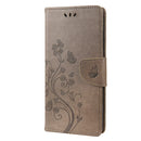 For Motorola Moto G22 Butterfly Flower Pattern Leather Phone Case(Grey)