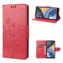 For Motorola Moto G22 Butterfly Flower Pattern Leather Phone Case(Red)